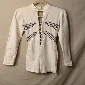 In Groove Studded Jumpsuit - White / Gold / Silver